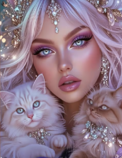 Diamond Painting Schönheit und ihre Katzen